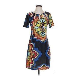 Aryeh Anthropologie Dress Small Colorful Cut Out Collar Stretch Slip On Shift
